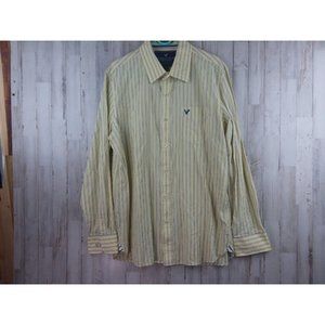 American Eagle Button Up Shirt Men's XL Vintage Fit Long Sleeve Yellow Striped